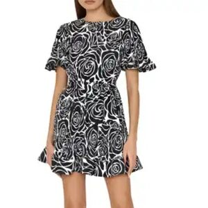 Milly Lumi Black Rose Pleated Dress....Size 12